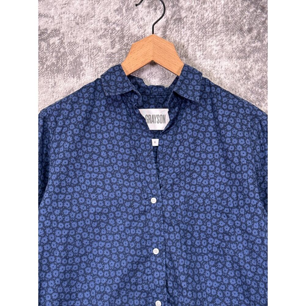 Frank & Eileen Shirt 2 / Small Womens Grayson The Hero Blue Floral Cotton Woven - Picture 2 of 8